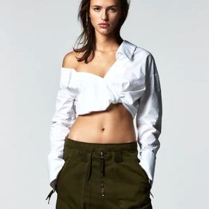 Zara Crop Poplin Collar Shirt